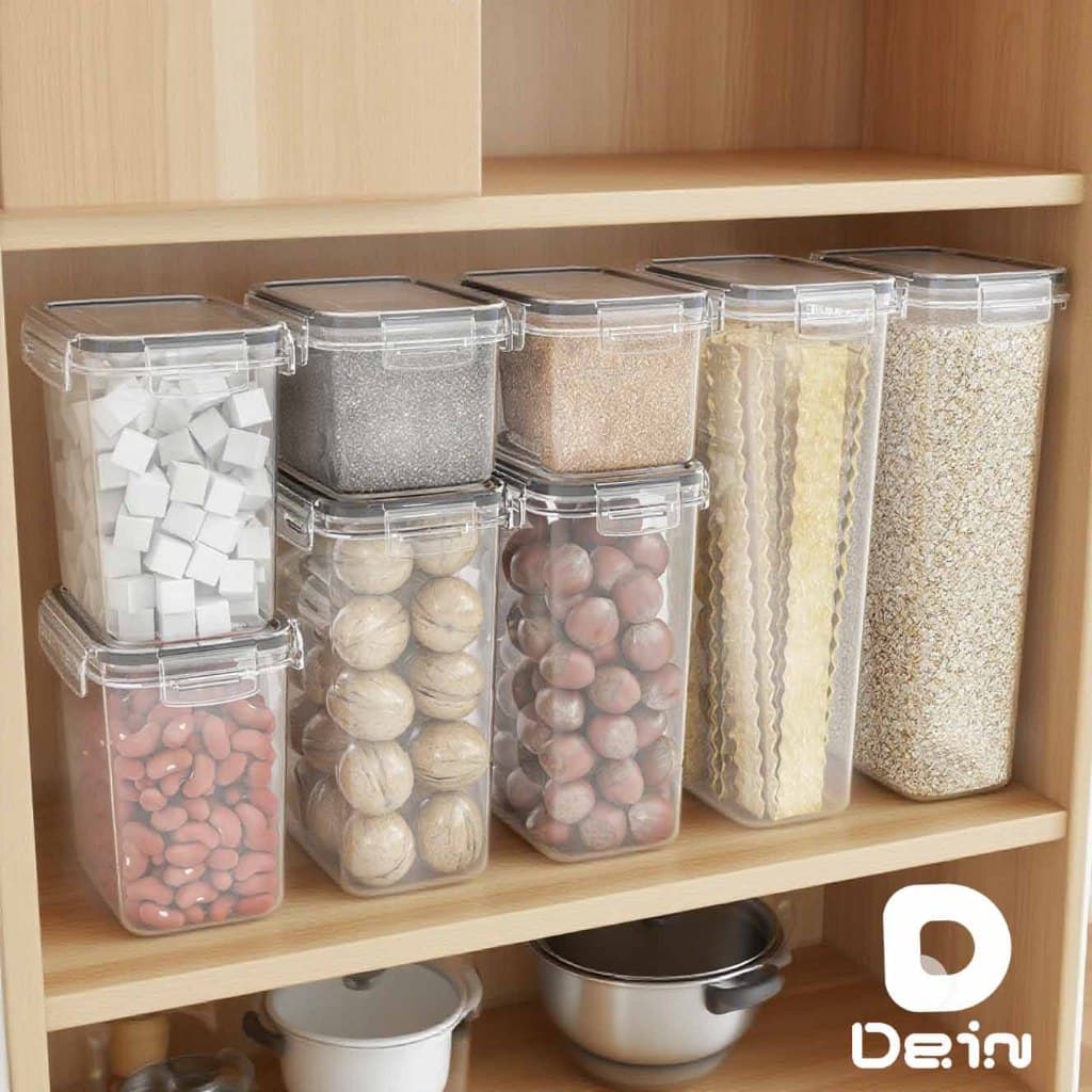 Kit 8 Potes Herméticos Acabamento Fosco Dein | 0.8L a 2.8L | Armazenamento Cozinha