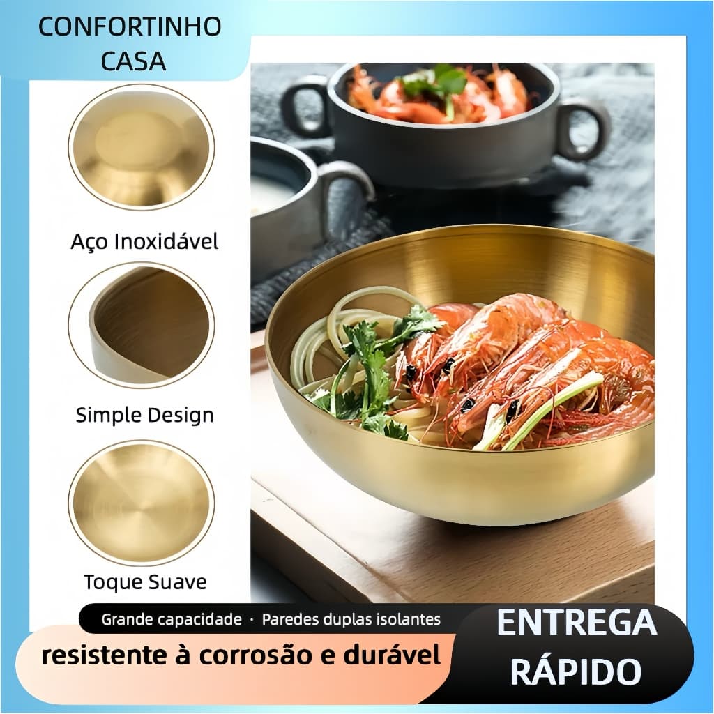 Tigela Inox 20 cm – Super Capacidade para Saladas, Bowl de Cozinha em Aço Inoxidável