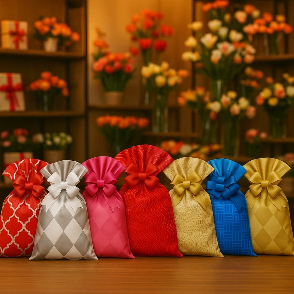 Saco Para Presente Metalizado Decorado 30x45cm 50 Unid