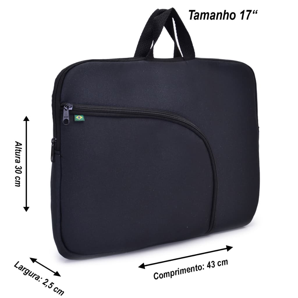 Bolsa Case Capa Estojo Com Bolso e Alça Para Notebook/Macbook 14"/15,6"/17"