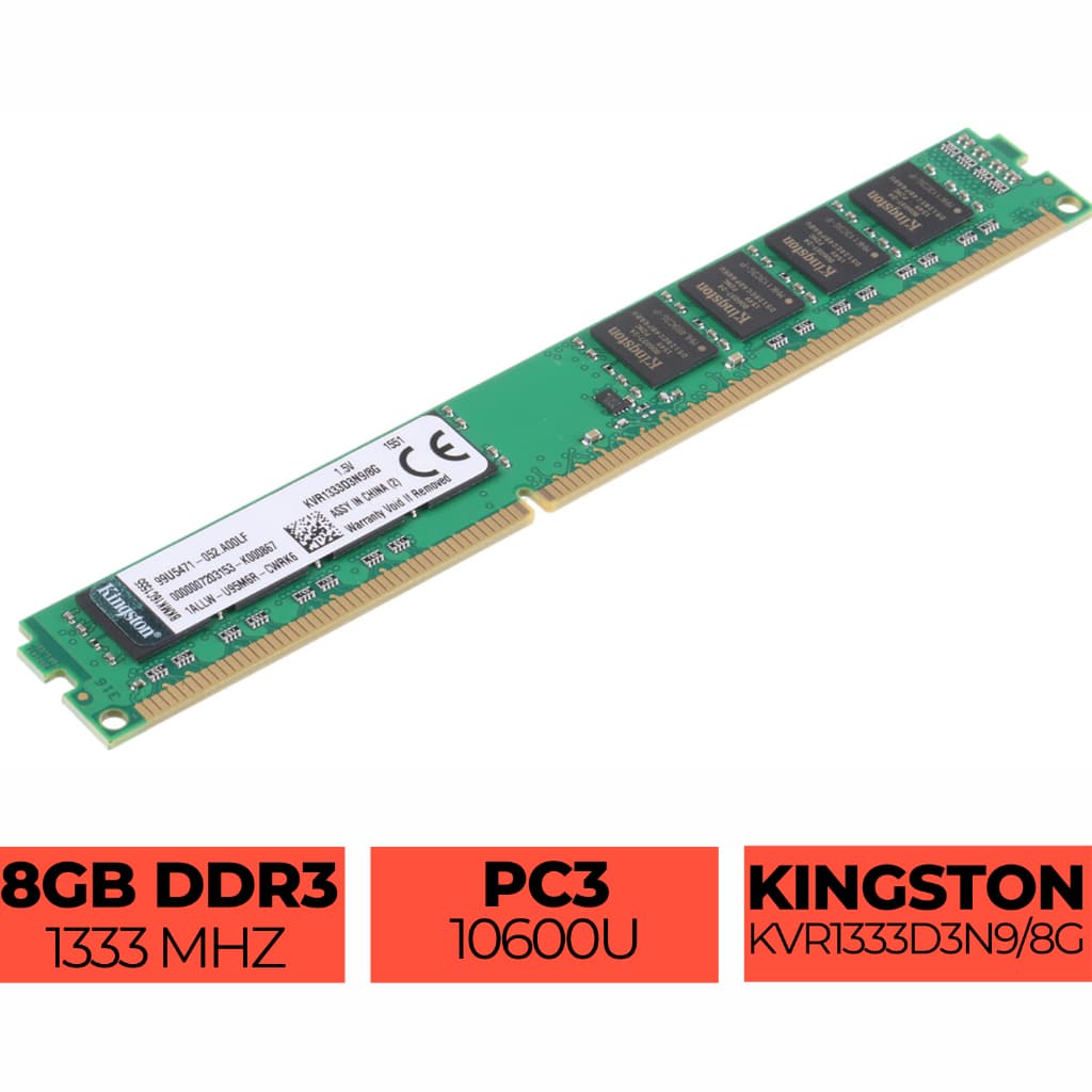Memória KINGSTON 8GB DDR3 1333Mhz para PC Computador desktop Pc Gamer KVR1333D3N9/8G