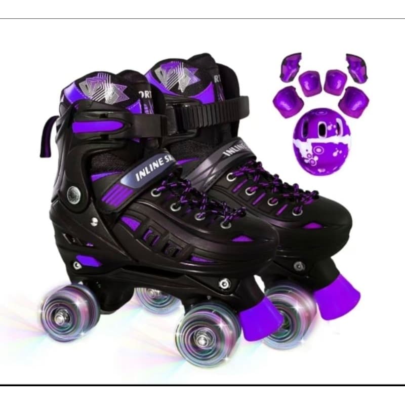 Patins Infantil 4 Rodas com luz de Led com kit  ou sem Proteção top10 Promoção
