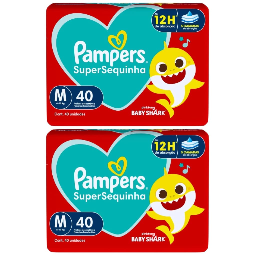 Kit 2ptes Fralda Pampers SuperSequinha M 40un - Total 80un