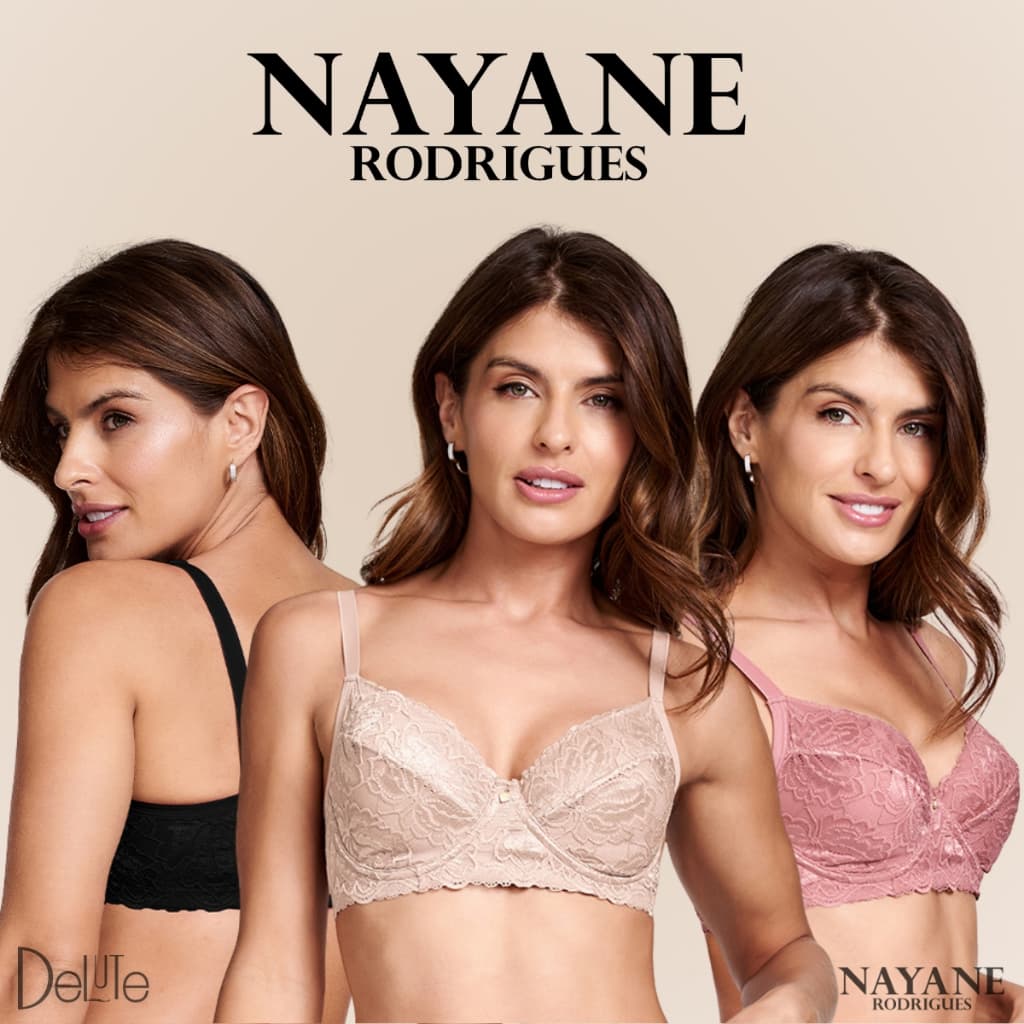 Sutiã Nayane Rodrigues Sem Bojo com Aro e Renda e Alças Reguláveis Maior Conforto e Sustentação