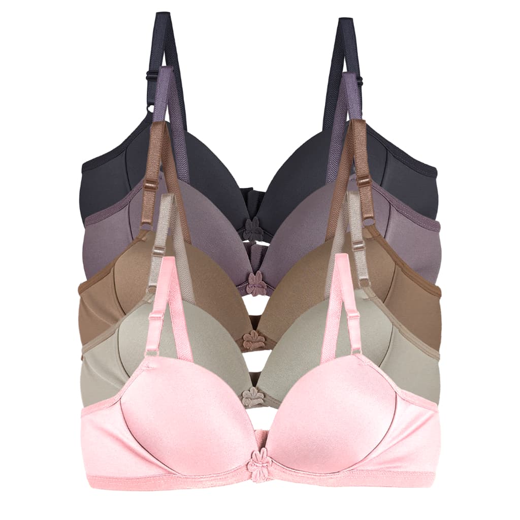 KIT 5 Sutiãs Com Bojo infantil Menina Moça Liso Super Conforto Microfibra