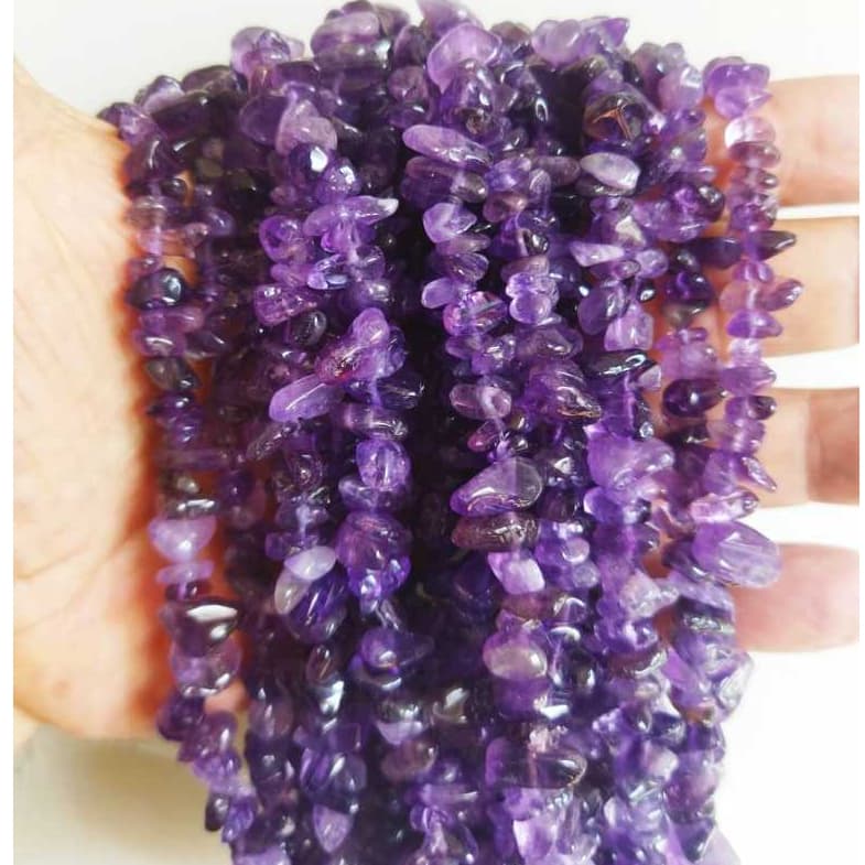 FIO DE CASCALHO AMETISTA PEDRAS NATURAIS 77cm P/ ARTESANATO.