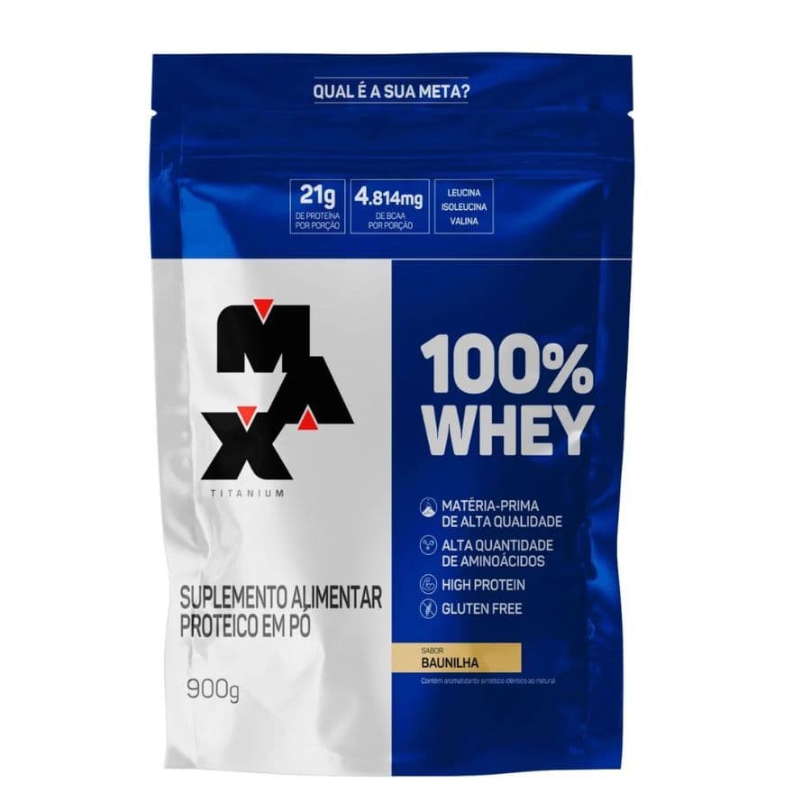 Whey 100% MAX refil 900g - Suplemento Alimentar ORIGINAL