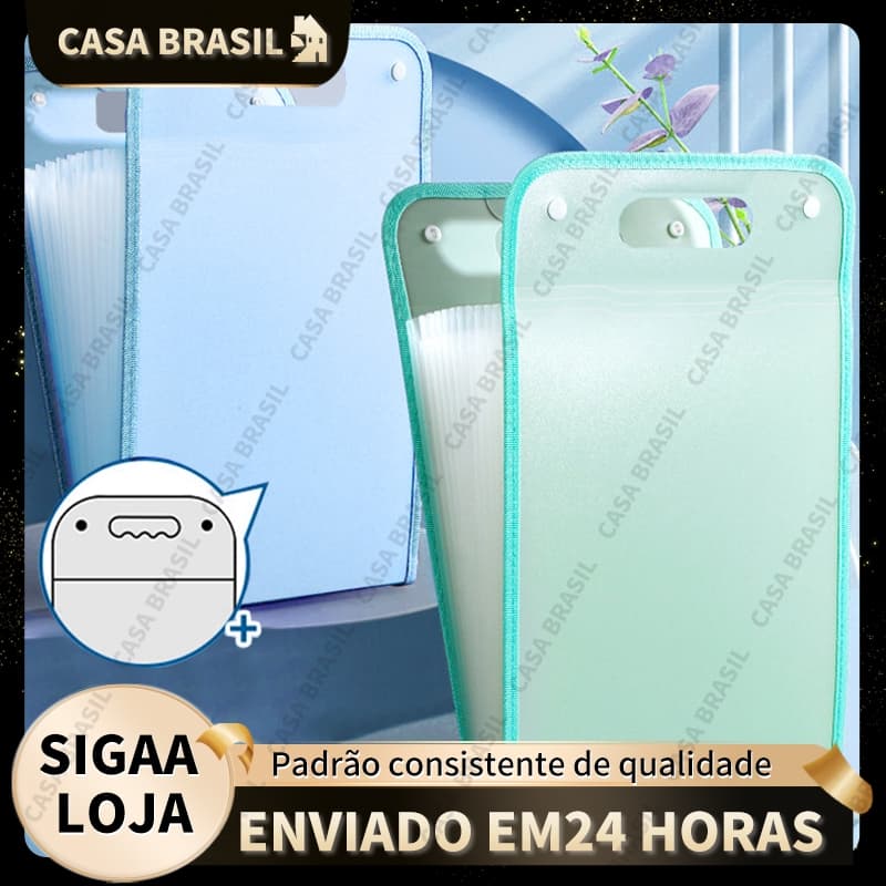 Pasta Sanfonada Para Documento Com 12 Divisórias E Pasta Prancheta Tamanho A4 Escritório Escolar