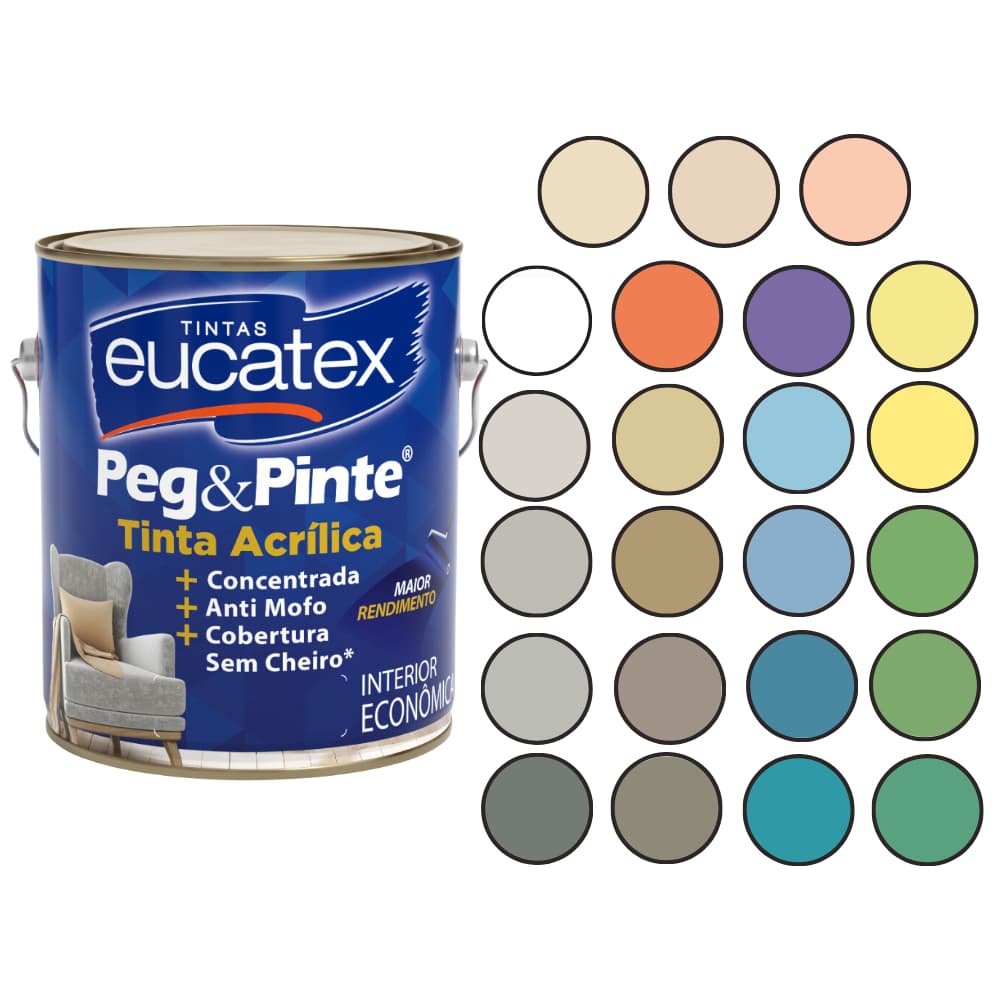 Tinta Peg & Pinte Antimofo Mais Rendimento 3,6L Cores Decoração Parede
