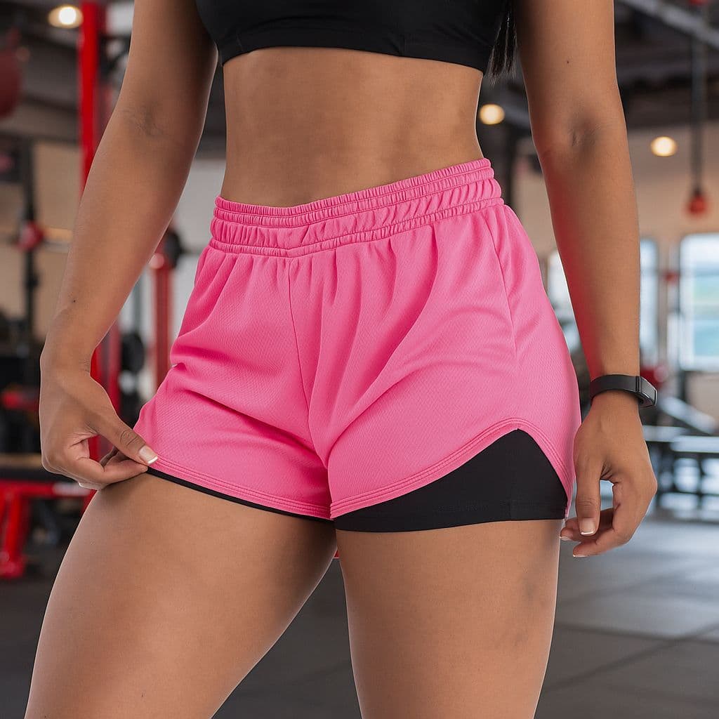 Short 2 em 1 Feminino Academia Bermuda Dupla Para Treino Caminhada e Outros Esportes