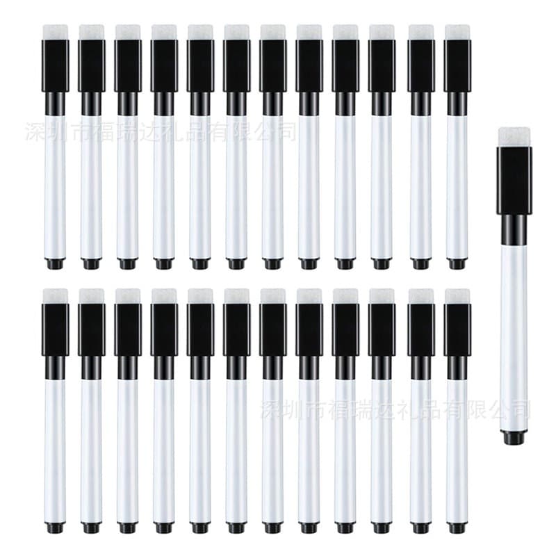 100 Canetas Preta Para Quadro Branco Com Apagador E Imã