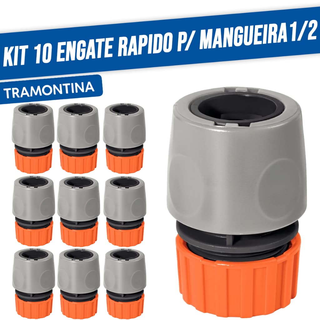Kit Engate Rápido 1/2 para Mangueira Torneira de Jardim 20mm 1/2 Plástico PVC Tramontina