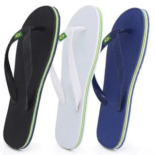 Kit 2 Pares de chinelo, 3 Listras lateral com Bandeirinha