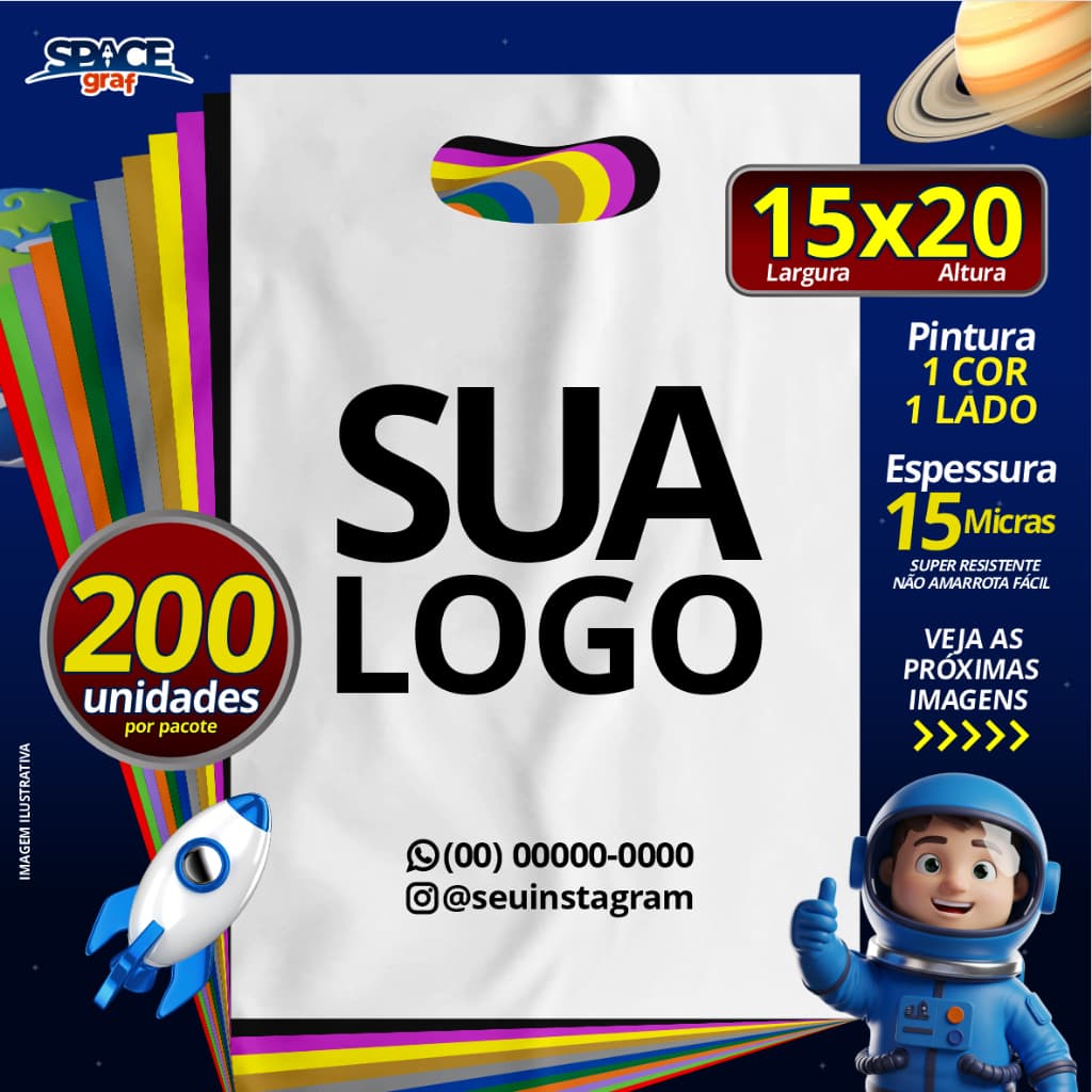 Sacola Boca de Palhaço 15x20cm Personalizadas