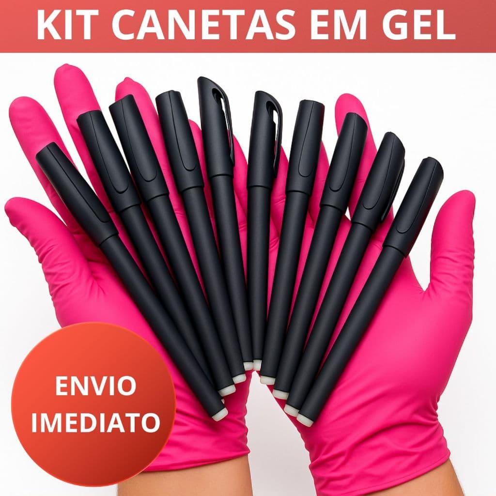 Kit Caneta em Gel Preta Papelaria Escritório e Escolar