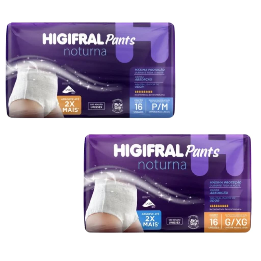 Fralda Calça Geriátrica Higifral Pants Noturna Com 16 Tamanho G/XG P/M