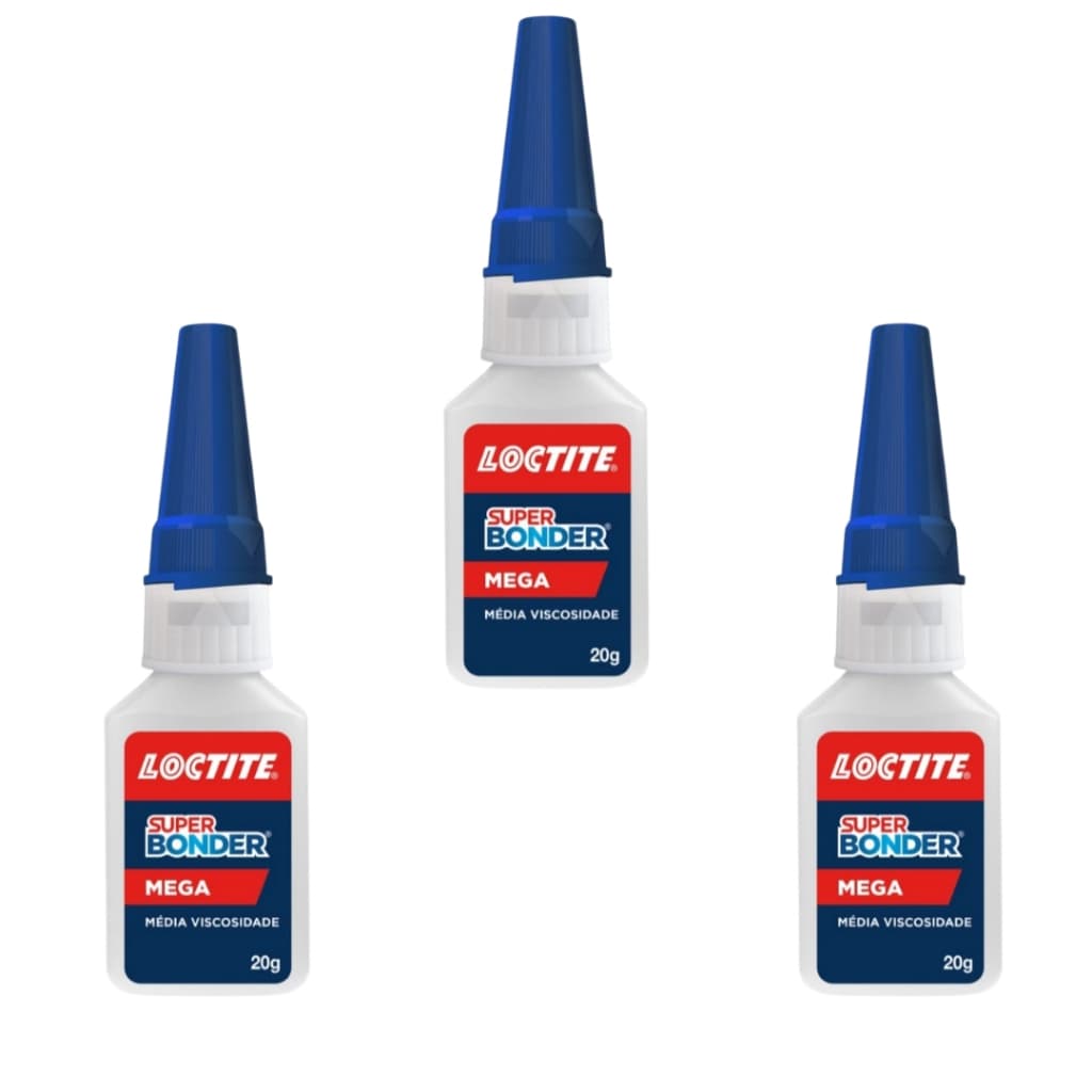 Super Bonder Mega 20g e 100g Loctite - Madeira, Metal, Borracha, Papel, Couro, Plástico