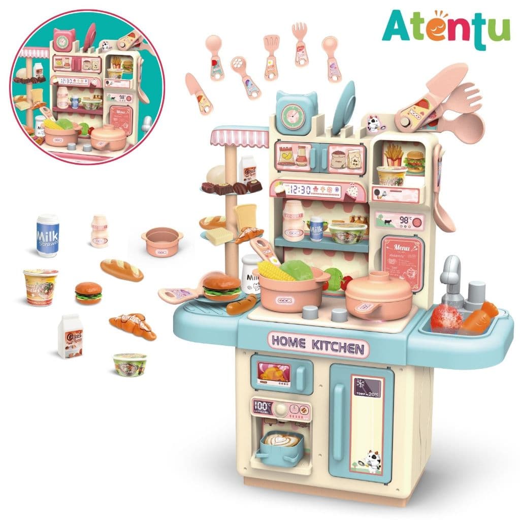 Cozinha Infantil Brinquedo com Luz Sai Água de Verdade Fogão 33 Acessórios