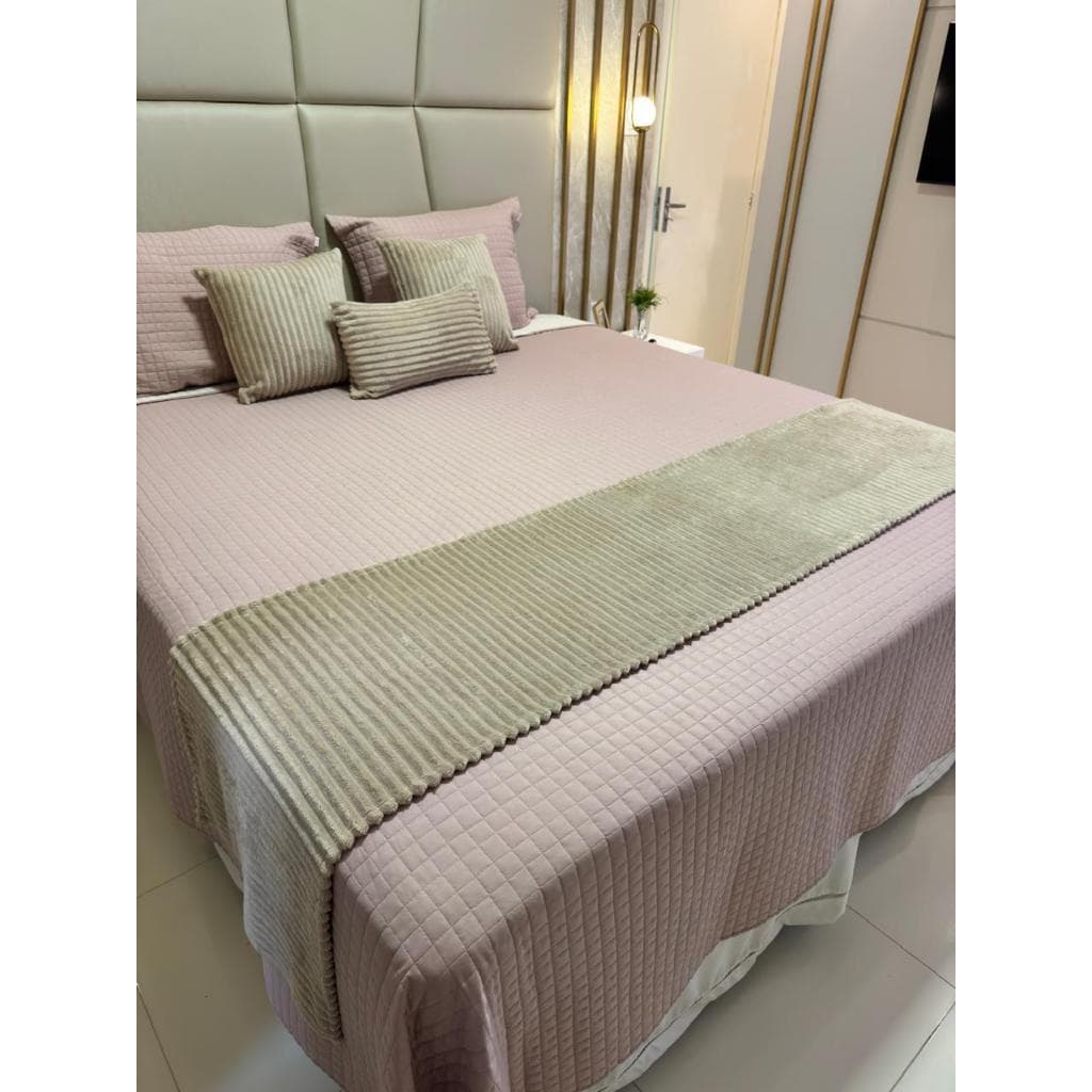Kit Peseira 4 Peças Cama Casal-Queen-King-Box Peseira + 2 Almofadas + 1 Baguete