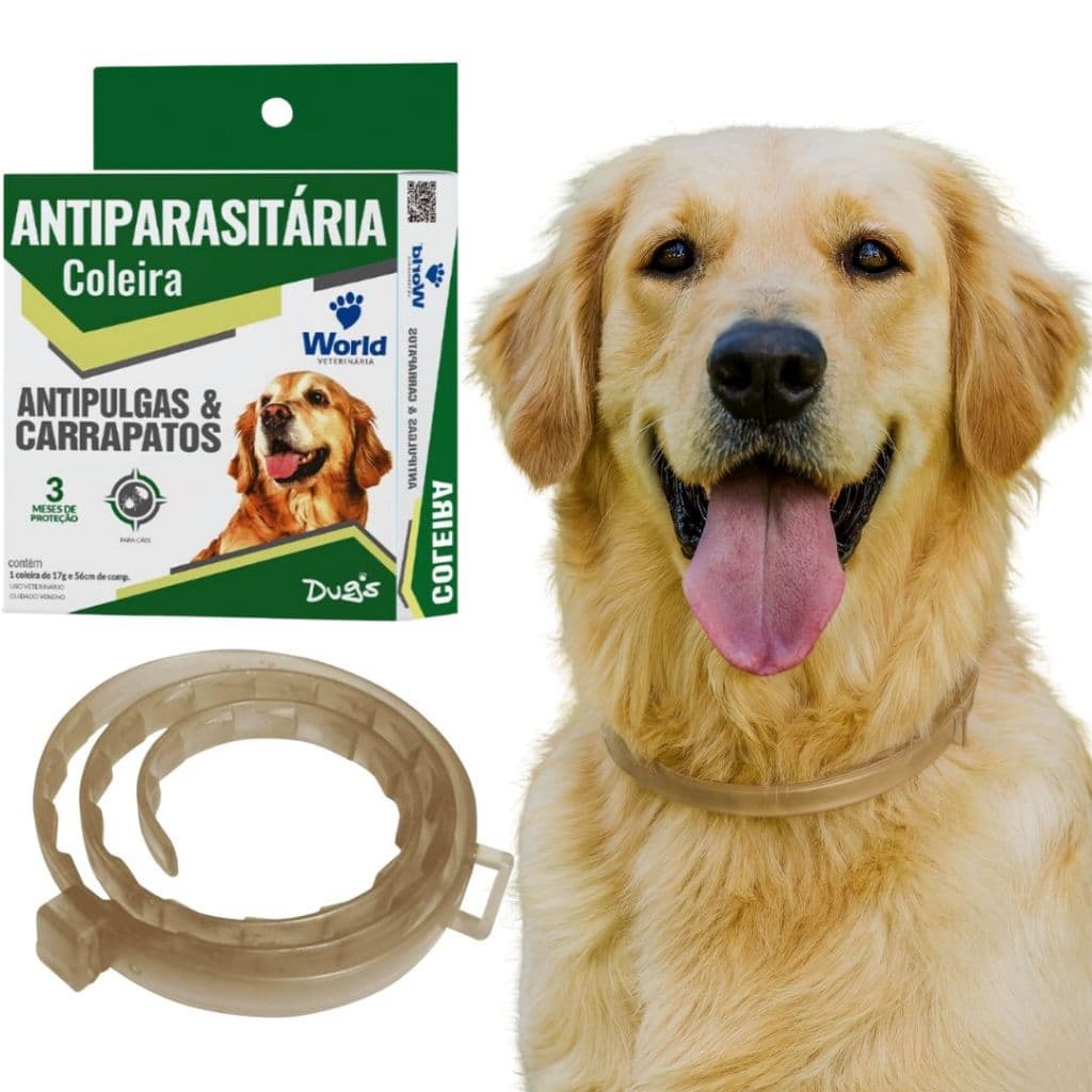 Coleira Anti Pulgas Carrapatos Para Cães Dugs c/ 56cm- World Veterinária