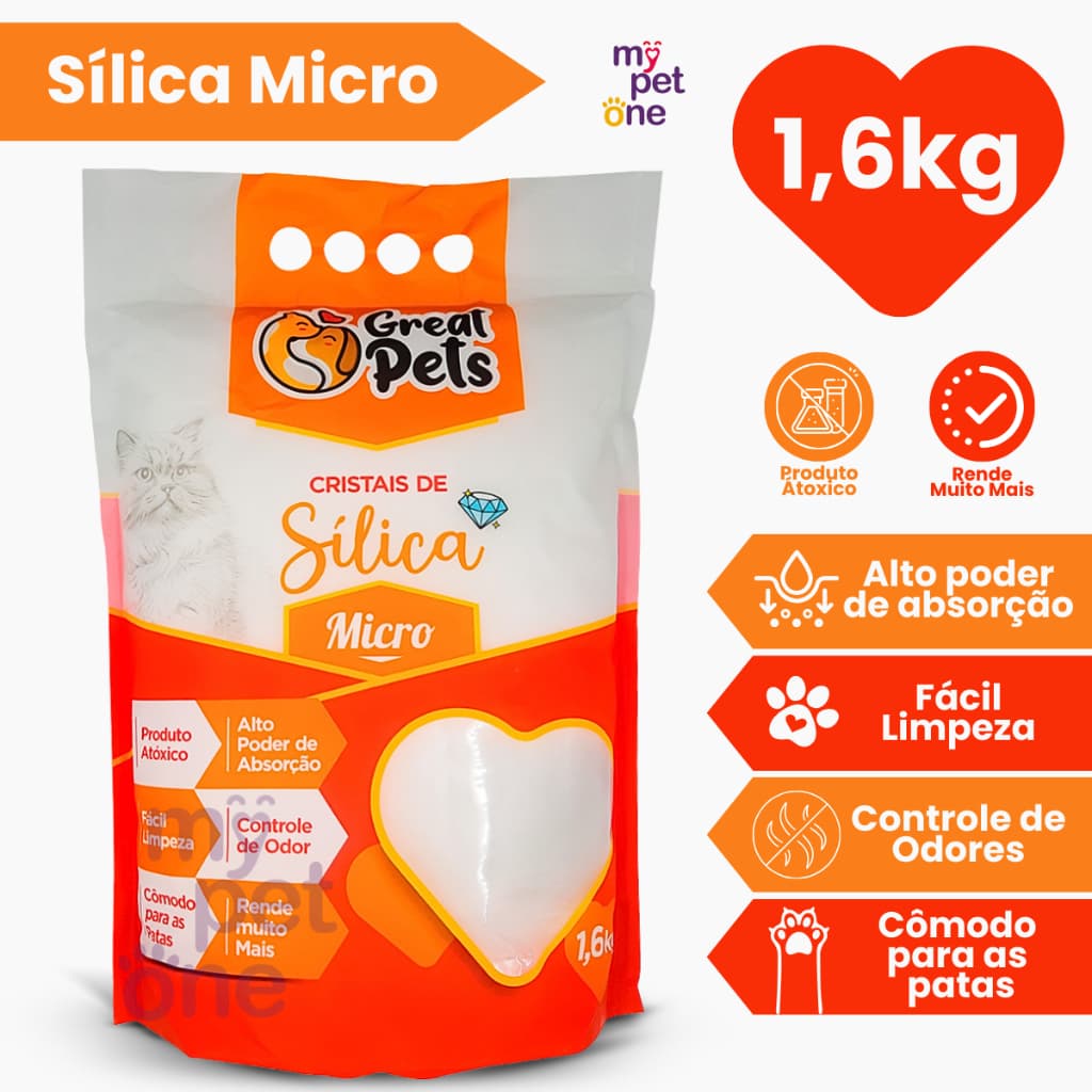 Areia Sílica Fina Great Pets para Gatos - 1,6 Kg
