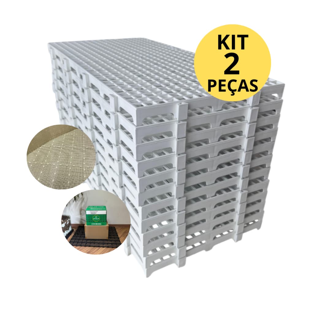 Kit 12 - 8 - 2 Peças Palete Estrado Piso Plástico Modular Montável Branco Resistente Deck 2,5x25x50