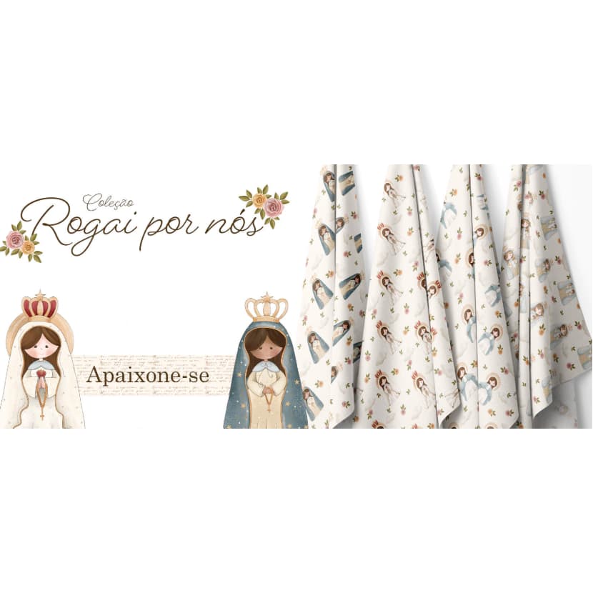 PAINEL DE NECESSAIRES NOSSA SENHORA. e Composes - COLEÇÃO Santinhos - Fuxicos e Fricotes - digital - 50m x 1,50m