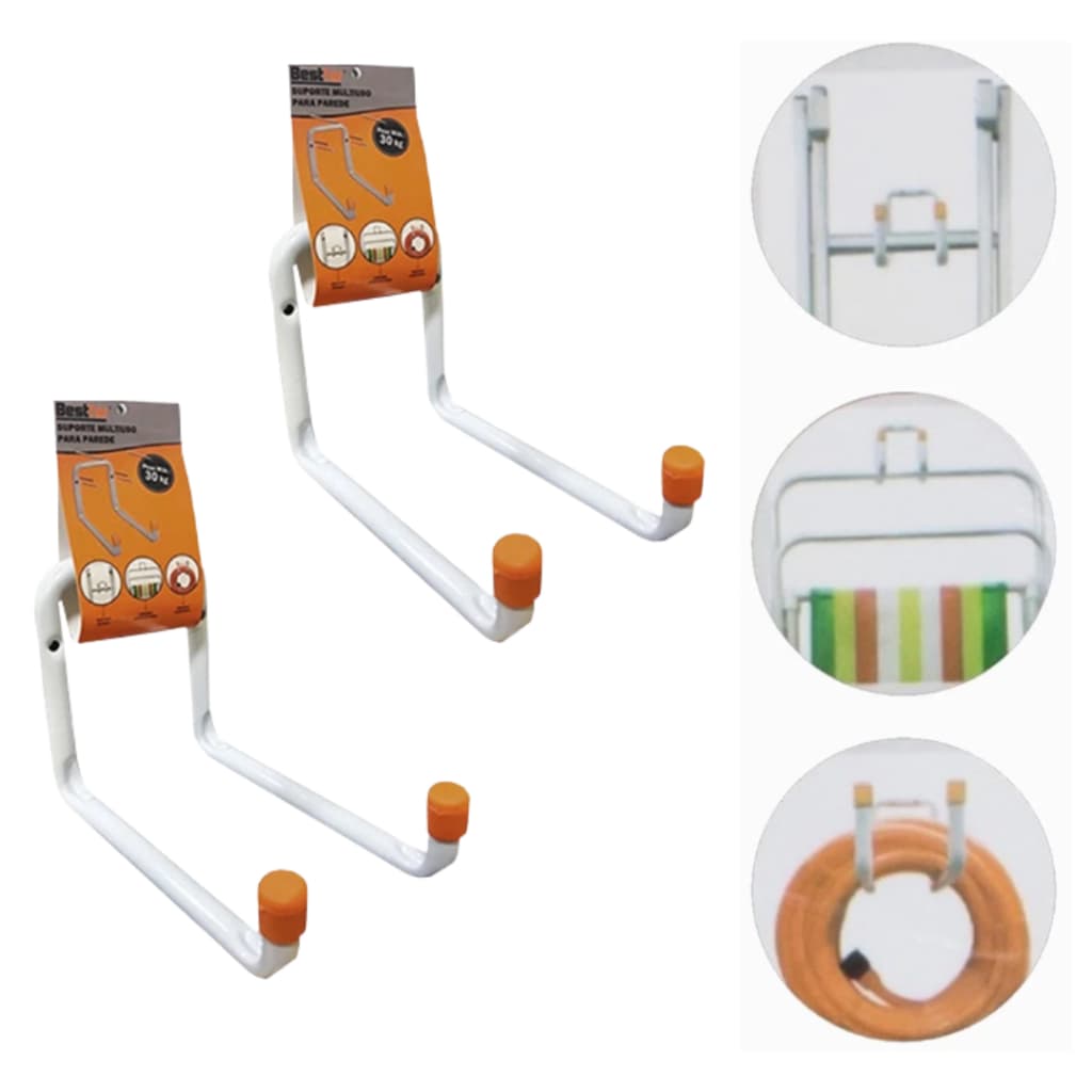 Kit 2 Suporte Gancho para 30kg pode Pendura Escada Bicicleta mangueira Na Parede