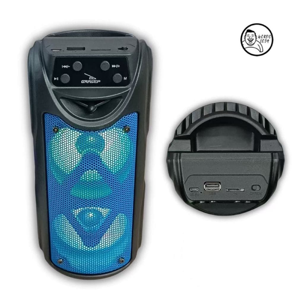 Caixa de som Bluetooth Portátil Led Rgb TWS Estéreo Multimídia com USB TF FM