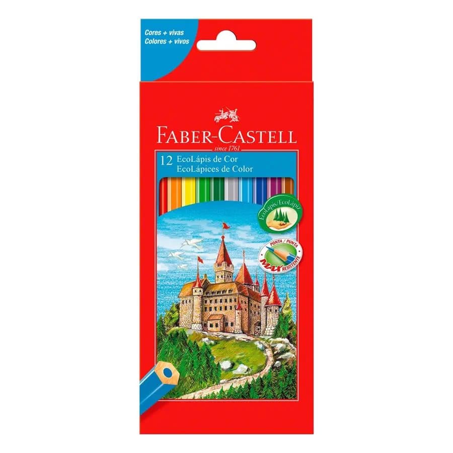 Caixa de Lápis de Cor Sextavado Faber Castell 12 cores Ecolapis