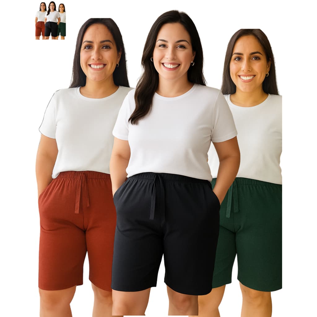 Short Feminino Bermuda Gestante de  Malha Confortável Cós Elástico Tecido Leve Plus Size Alta Elasticidade