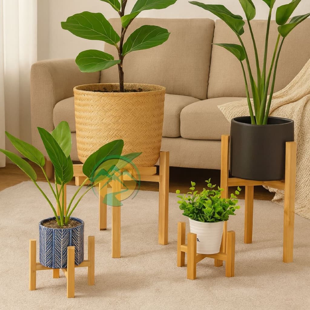 Suporte De Madeira Pinus Para Vaso De Planta Decoração Enfeite Ambiente Verde