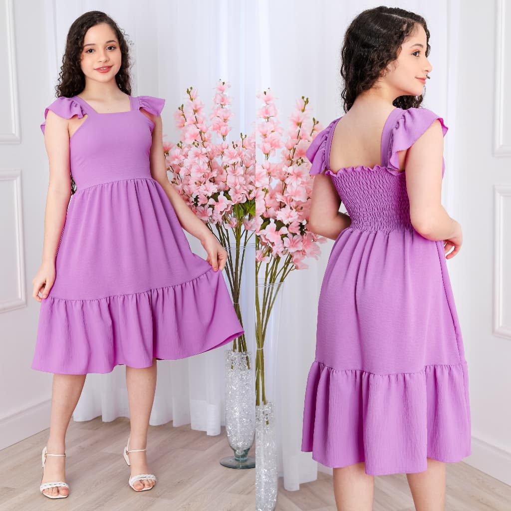 INFALTIL /JUVENIL VESTIDO CURTO DE MANGA REGATA MENINAS