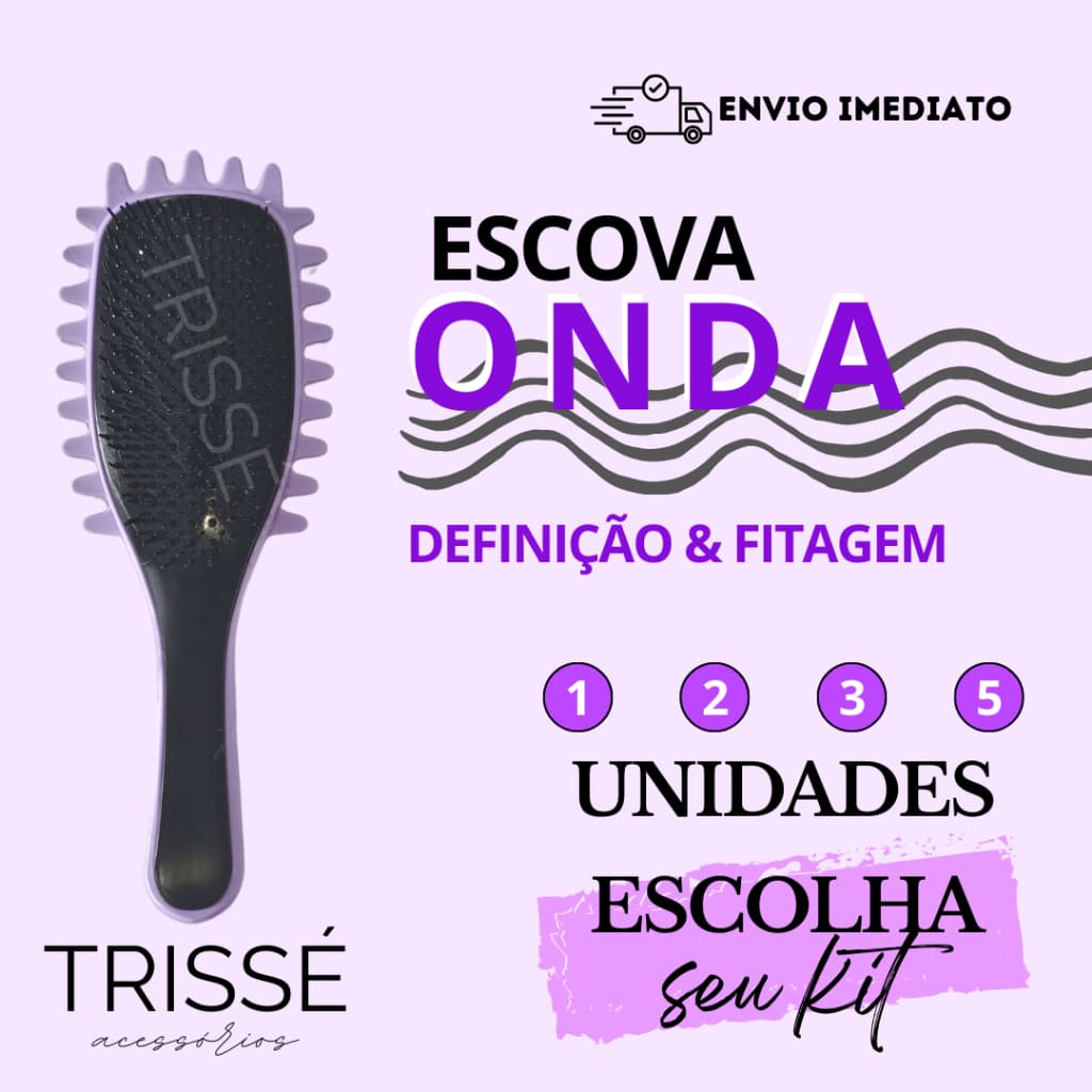 Escova Onda Finalizadora Trissé Definição Cachos e Finalização para Cabelo Cacheado Crespo