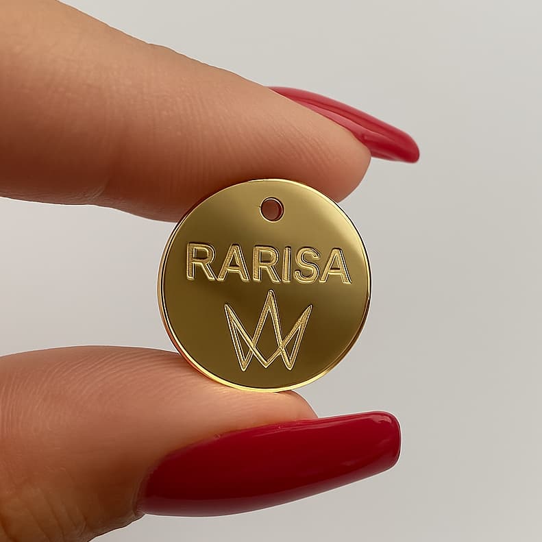 Tag Kit 100 Etiqueta Acrílico Espelhado Personalizada Nome Recorte Marca Laser Furos