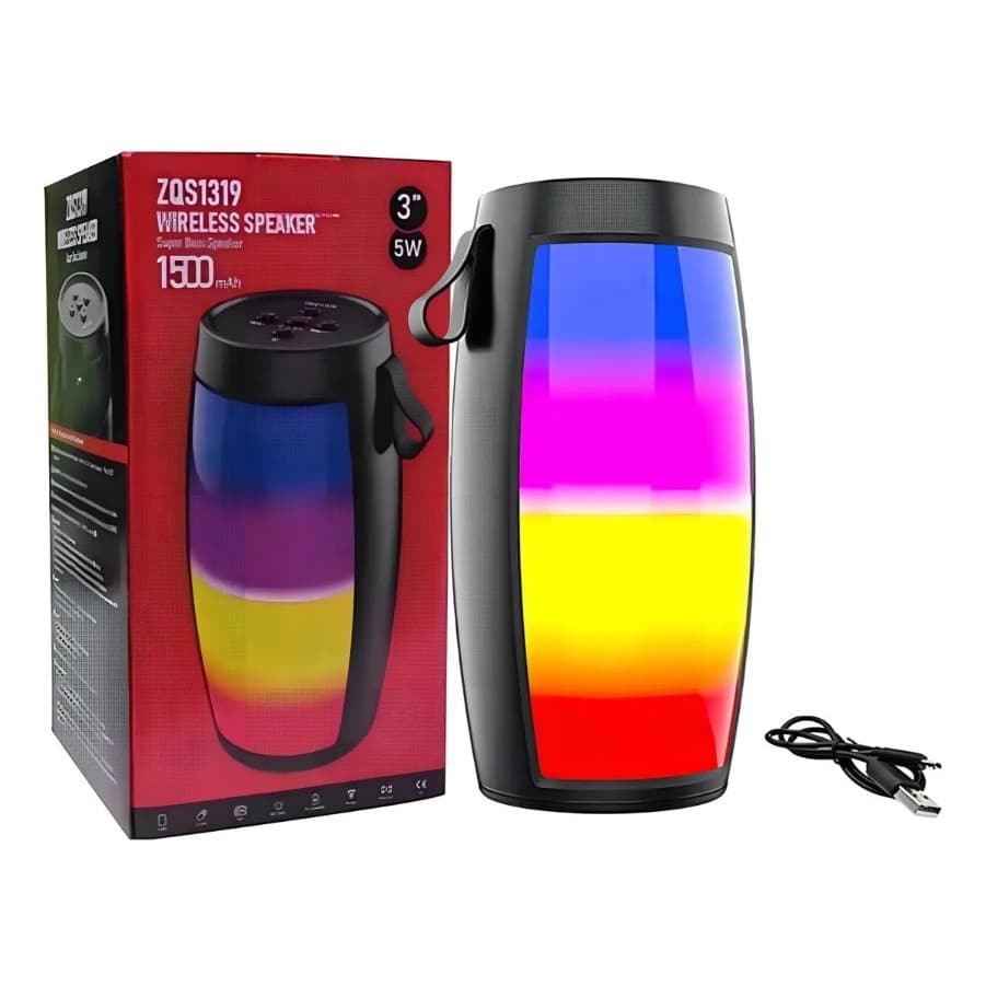 Caixa De Som Bluetooth Com Rádio Fm E Iluminação Led Rgb Cor Preto 110v/220v (5444)