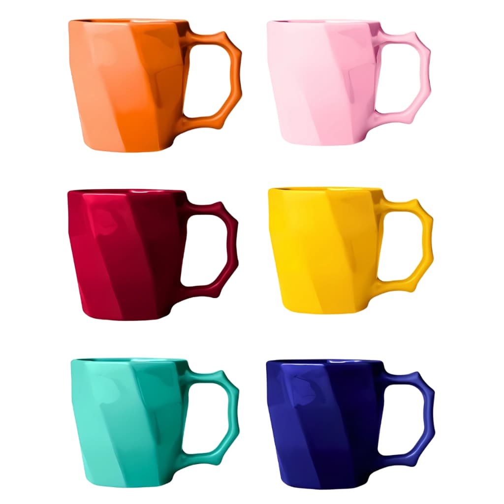 Kit 6 Canecas Cayan Xicaras 260ml Coloridas Porcelana Premium Resistentes para Café Chá Chocolate