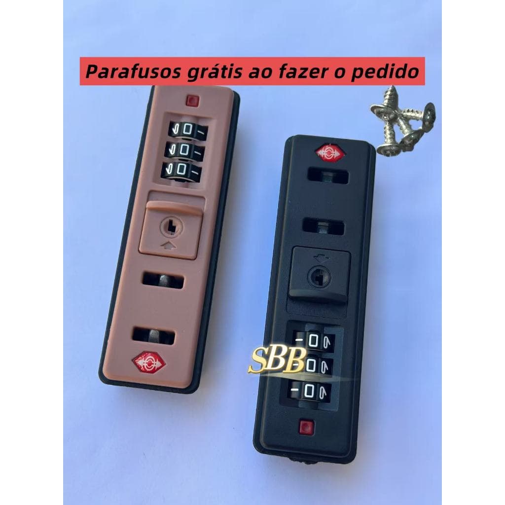 Cadeado TSA Segredo Numérico com 3 Números Embutida para Malas de Viagem