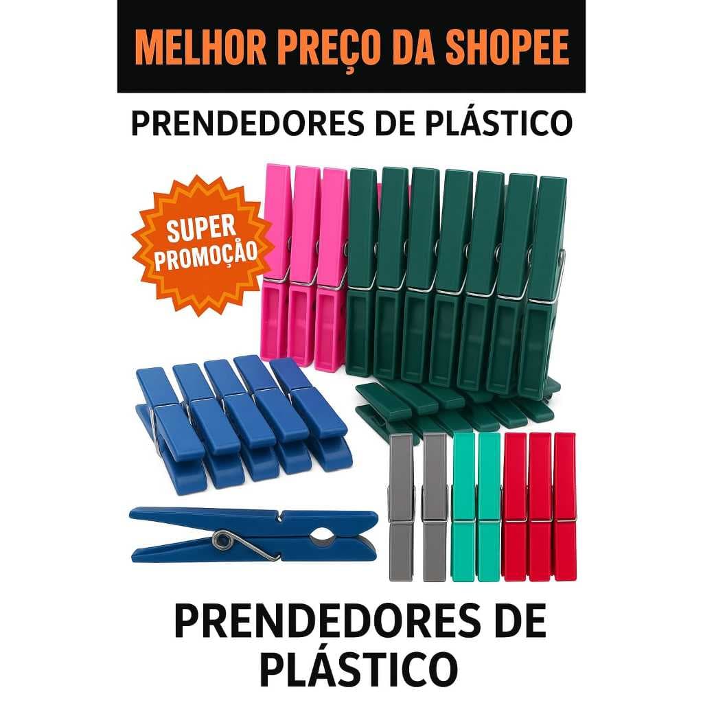PRENDEDOR DE PLÁSTICO KIT COM 24/60/72/120/240, PREGADOR DE ROUPA VARAL, CORES SORTIDAS