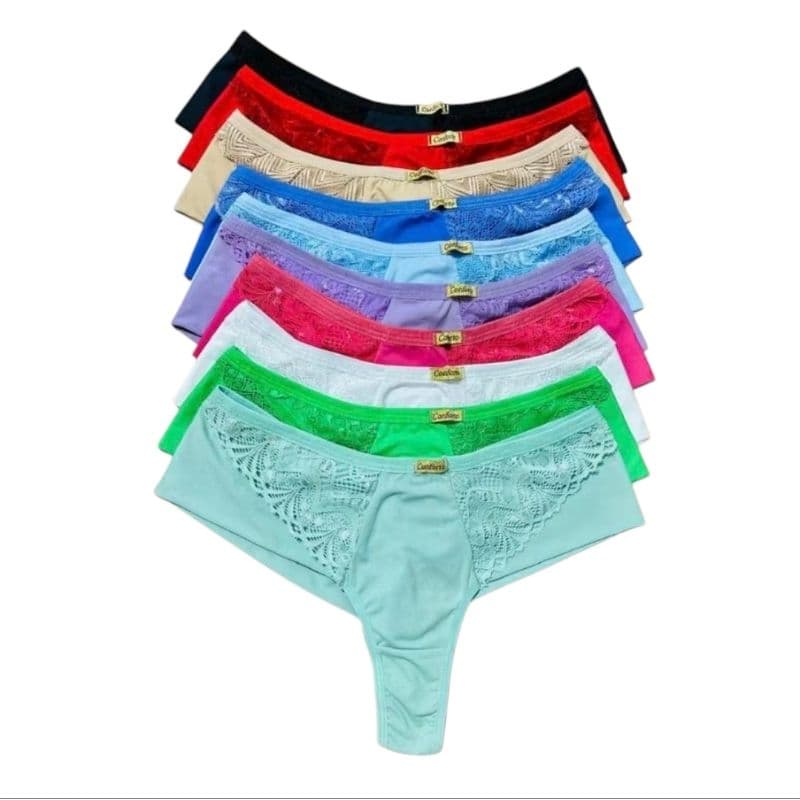 Kit 5 Calcinha Feminina Pala Larga Laterias Duplas  Fio Duplo Confortável Reduz Culote Empina Bubum R4