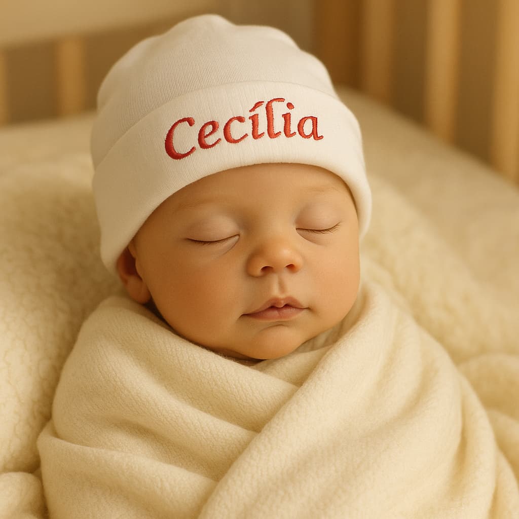 Touca Personalizada Bordada Bebê Recém Nascido RN Menino Menina Maternidade 100% Algodão