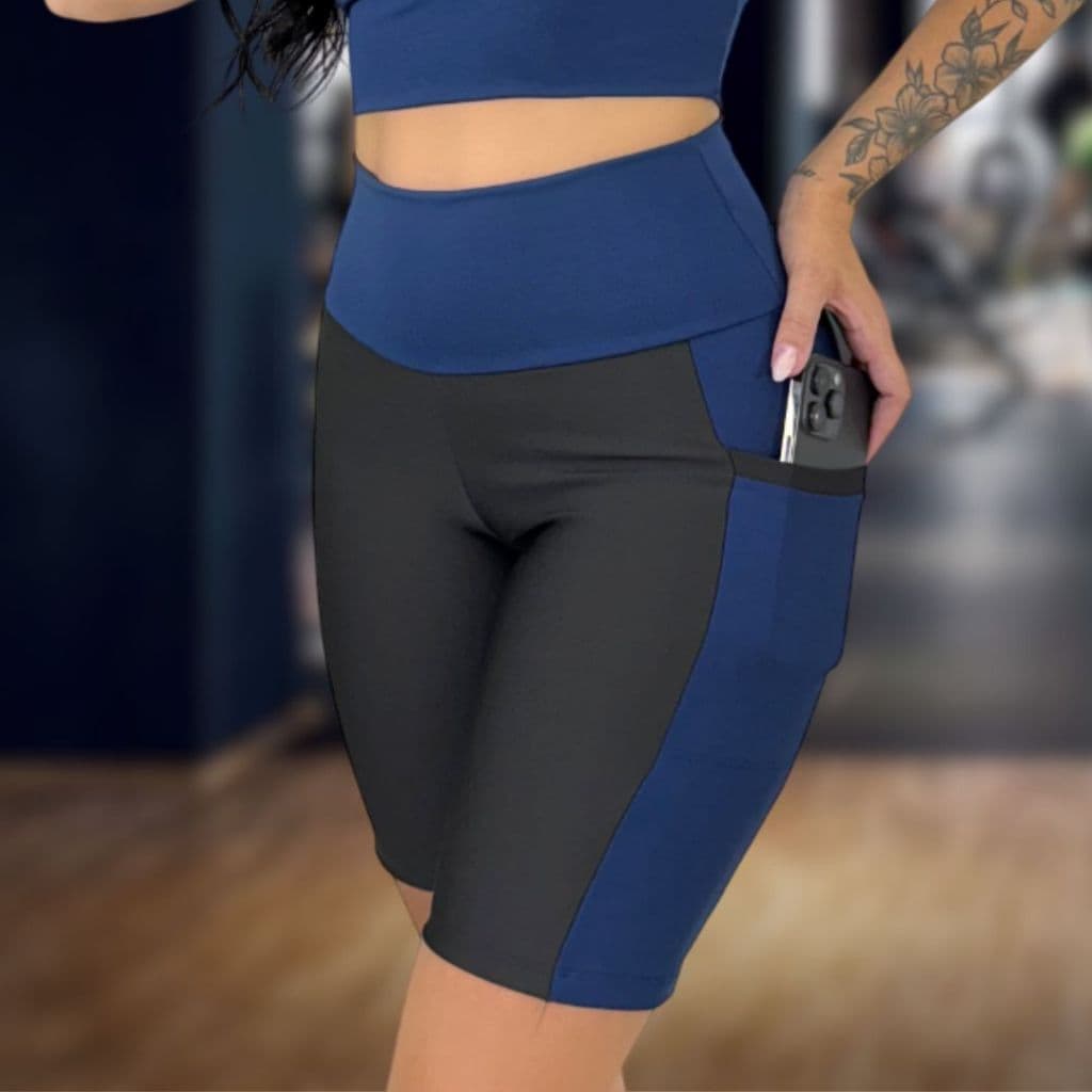 Bermuda Fitness Feminina COM BOLSO Cintura Alta Corrida Crossfit Academia Treino Caminhada Conforto