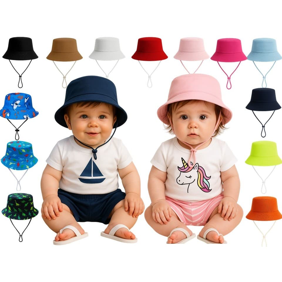 Chapéu Bucket COM CORDINHA bebê infantil Masculino feminino boné praia casual proteção solar UNISSEX