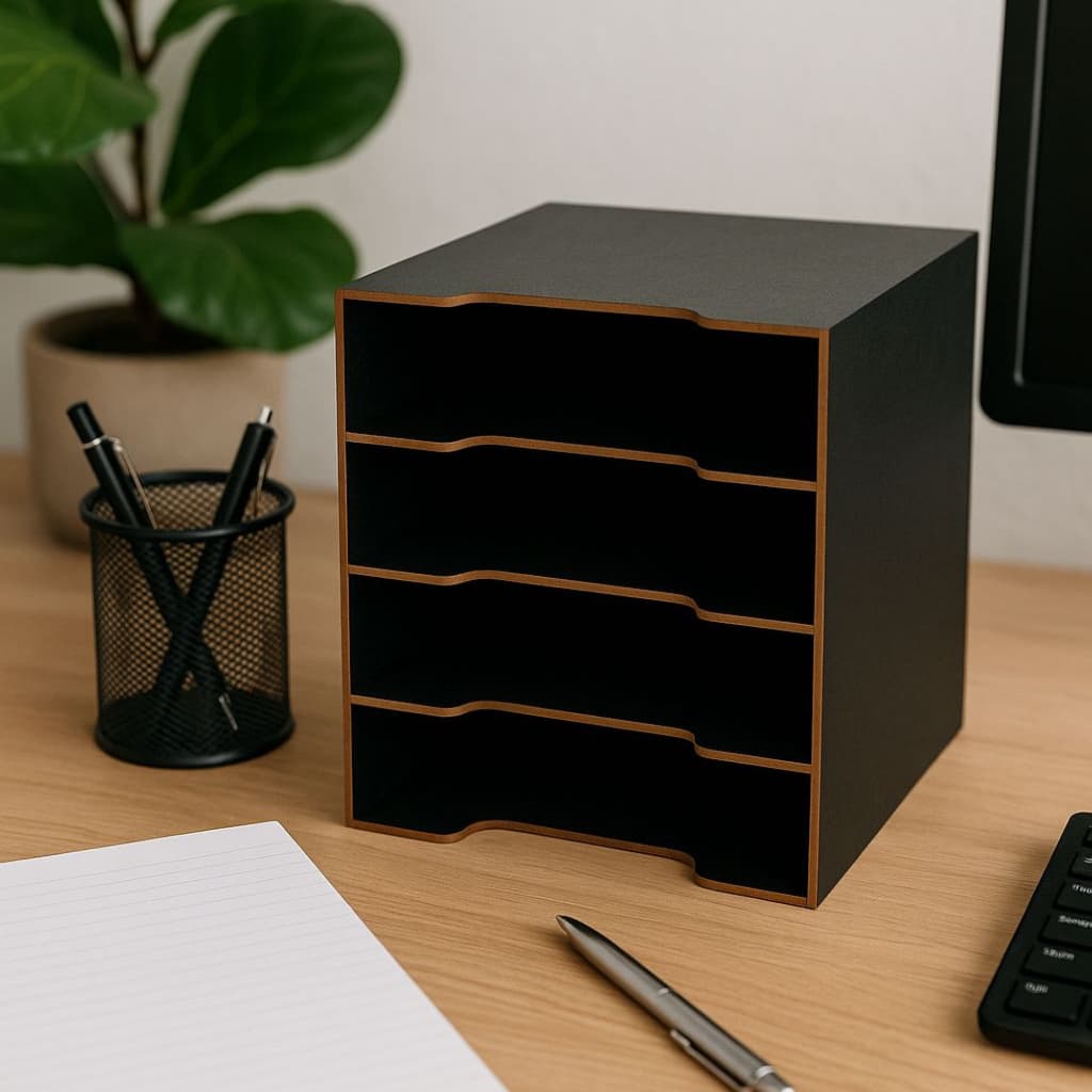 Organizador de Papéis Papel 5 Divisórias em MDF - Escolha sua cor