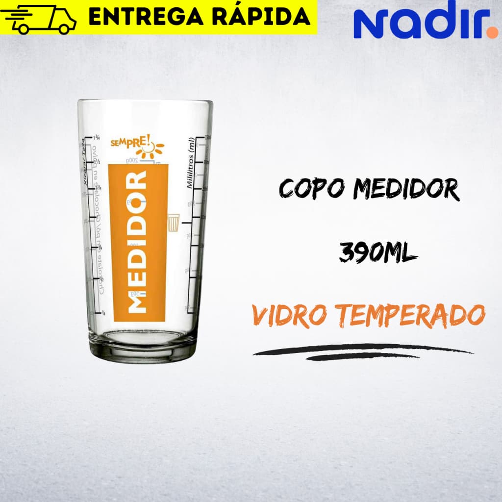 Copo Medidor 390ml Vidro Temperado - Nadir