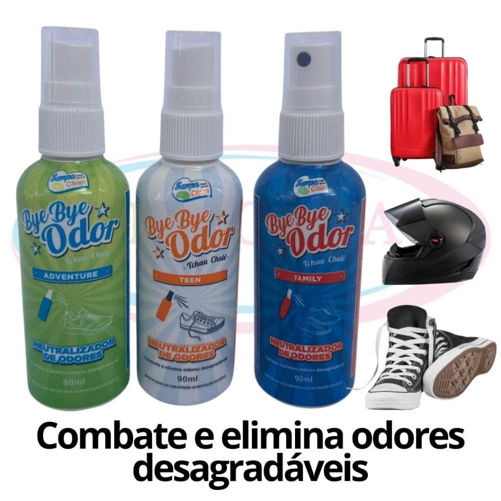 Bye Bye Odor 90 ml – Spray Neutralizador de Odores | Para Tênis, Capacetes, bolsas e muito mais