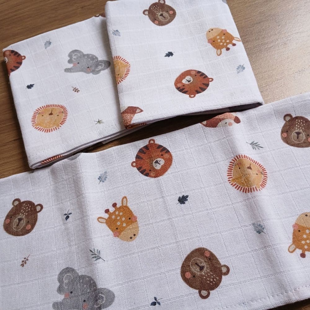 Kit 3 Panos de Boca Bebê 30x35 cm 100% Algodão Fralda De Pano Estampada e Lisa