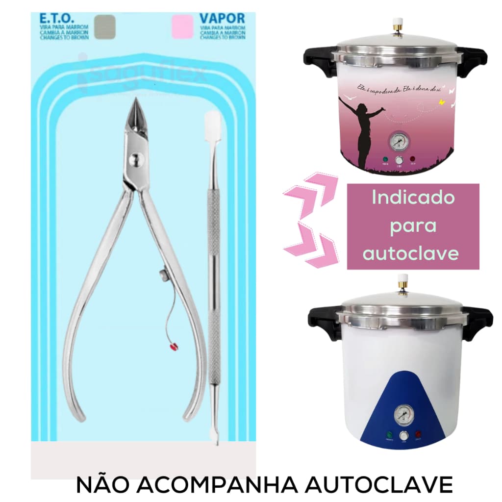Envelope esterilização autoclave 9x20cm c/200un  manicure alicate cutícula  Vollare Hospflex