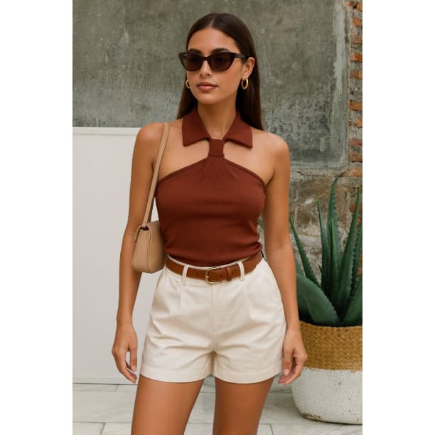 Blusinha Frente única Com Gola Modelo Exclusivo Inspiração Das famosas