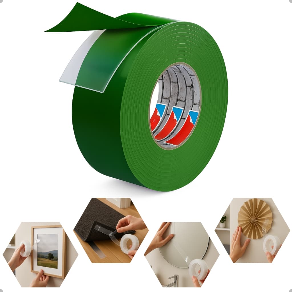 Fita Dupla Face Extra Forte Adesiva 12mm x 2/5/20m Transparente Colar Quadro Painel Parede